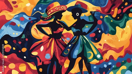 Colorful illustration of Mexican dancers