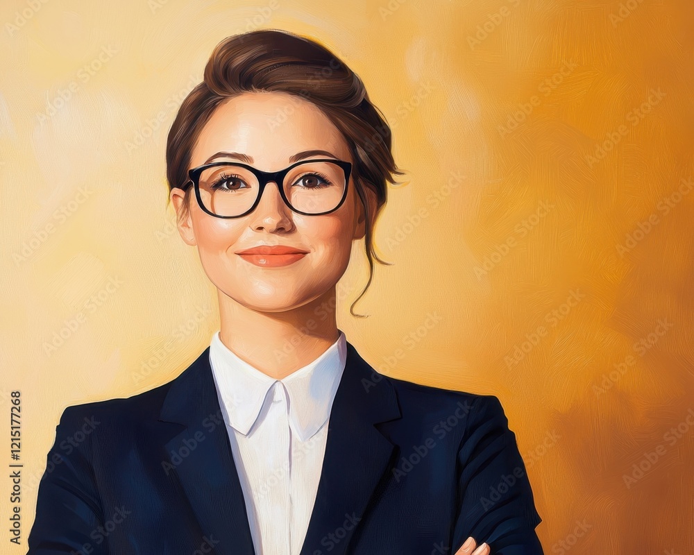 Confident Young Businesswoman Portrait Professional Female in Suit Glasses Studio Shot Confident Young Businesswoman Portrait Professional Female in Suit Glasses Studio Shot