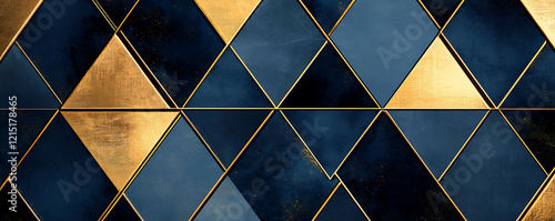 Wallpaper Mural Blue and gold Art Deco geometric design Torontodigital.ca