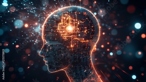 Wallpaper Mural head with glowing lights Torontodigital.ca