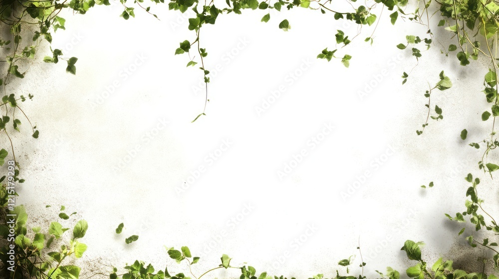 Ivy vines frame white wall background, nature design Ivy vines frame white wall background, nature design