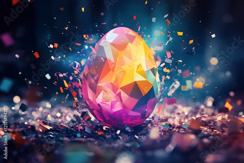 Easter egg explodes with bright colors photo