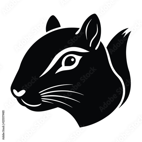 Chipmunk Head Silhouette Vector Art and Black Color Design