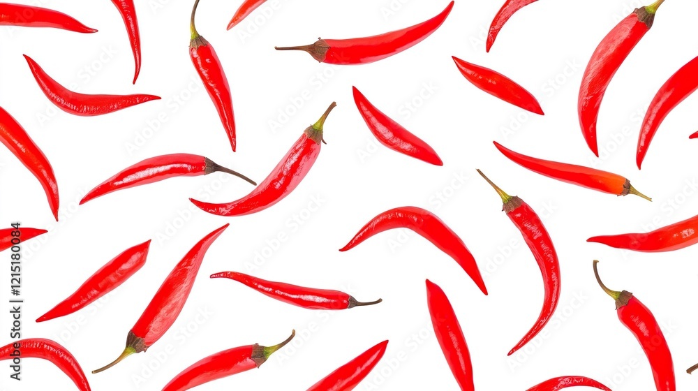 Vibrant Red Chili Peppers on White Background for Culinary Use Vibrant Red Chili Peppers on White Background for Culinary Use