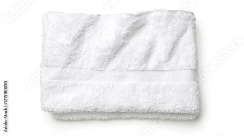 Soft White Towel Folded on Clean Surface for Spa or Bathroom Use