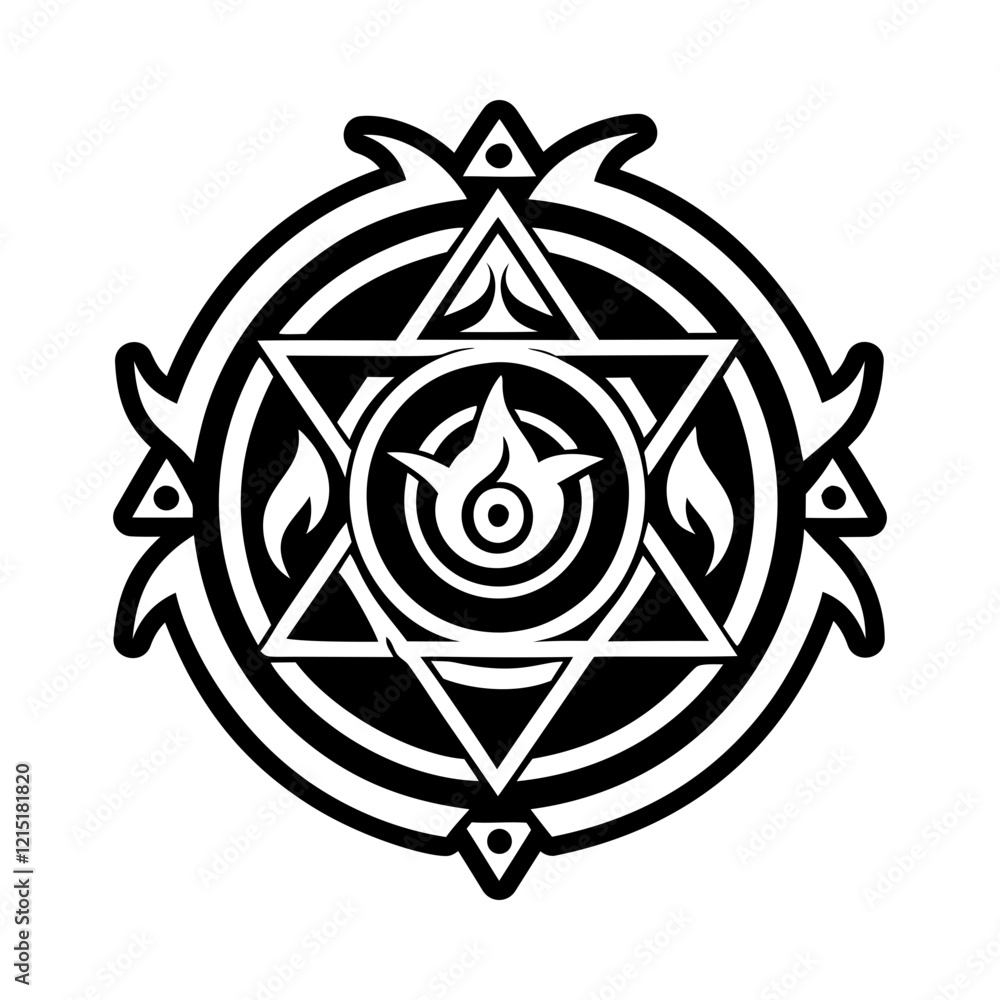 Naklejka premium Fusion sigil symbol icon in solid style