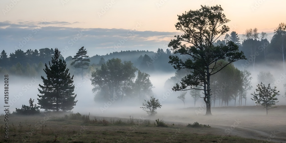 Fototapeta premium Fog and clouds on mountain