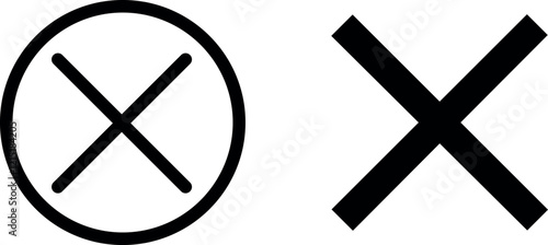 "Clear Negative Cross Mark Vector Icon Set for Rejection and Error Designs"