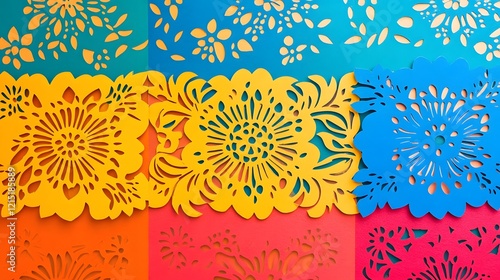 Stylized Papel Picado Mexican cut paper pattern