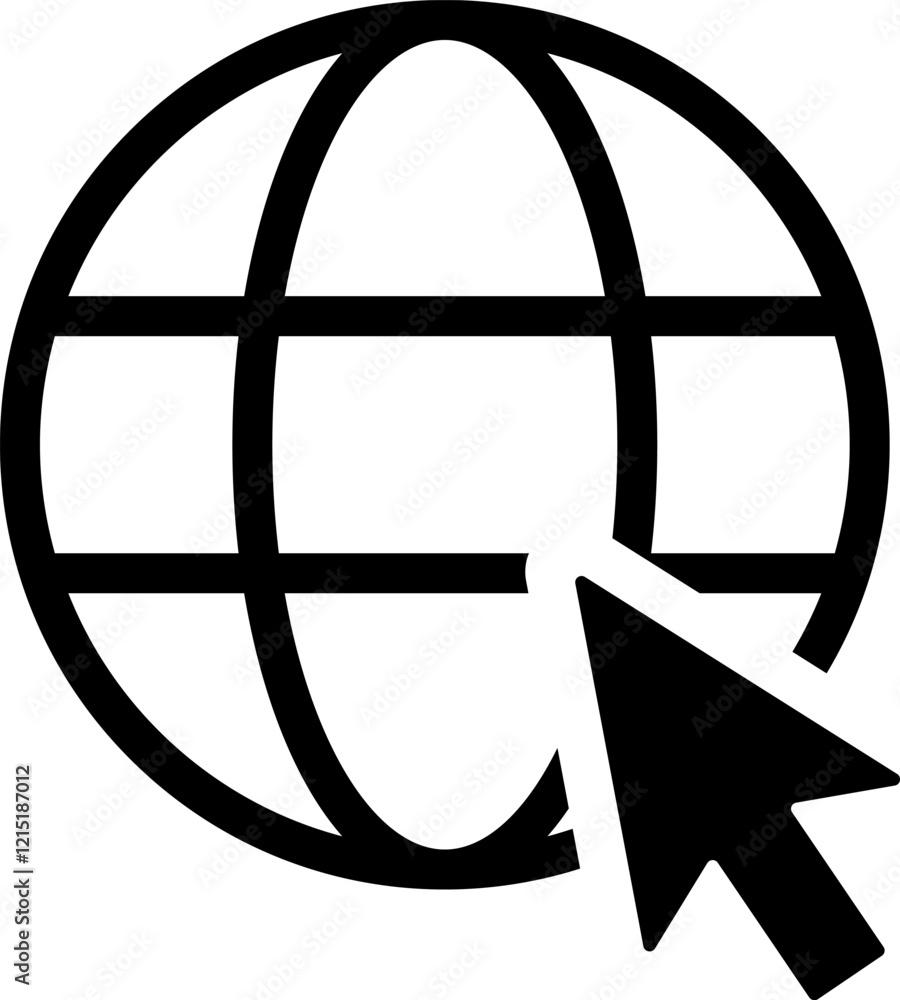 Website Icon with click sign.Click Symbol.Click Web