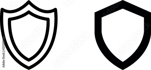 "Protective Shield Vector Icon Set for Security and Defense Designs"