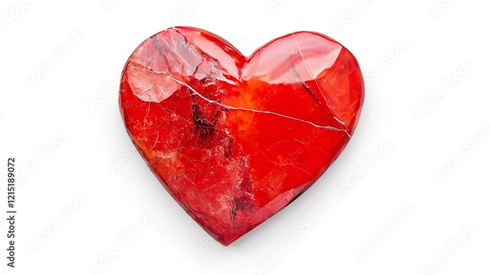Heart Shaped Red Stone on White Background for Love and Romance Heart Shaped Red Stone on White Background for Love and Romance