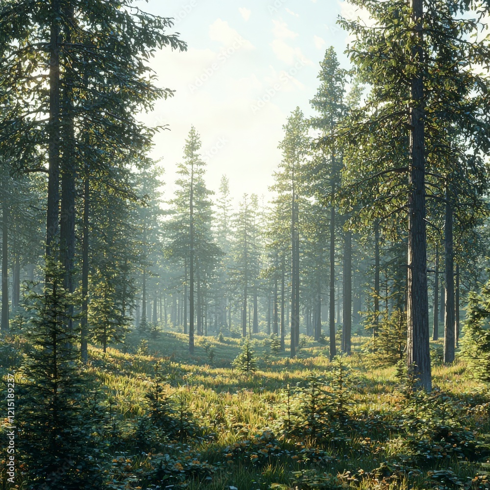 A serene forest landscape with tall trees and lush greenery, inviting tranquility and harmony with nature. A serene forest landscape with tall trees and lush greenery, inviting tranquility and harmony with nature.
