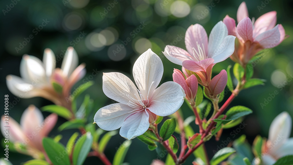 Fototapeta premium Spirea flowers, highlighting their delicate clusters of tiny blooms in white or pink