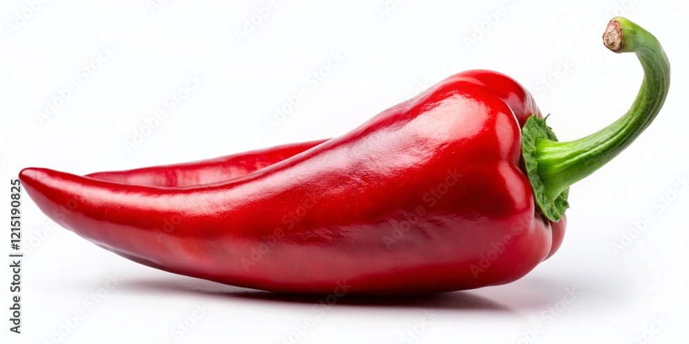 Panoramic Close-up of a Shiny Red Chili Pepper, Isolated on White Background Panoramic Close-up of a Shiny Red Chili Pepper, Isolated on White Background