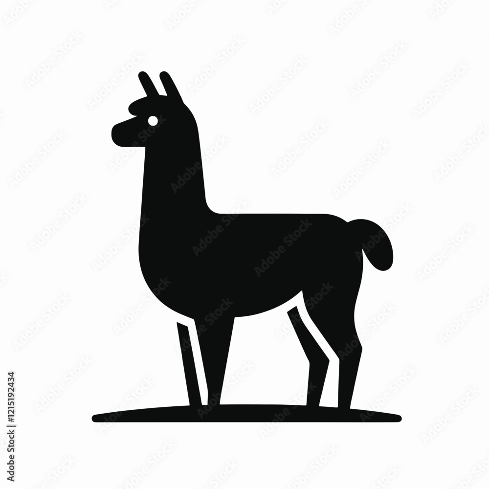 Fototapeta premium Llama silhouette in black on a white background