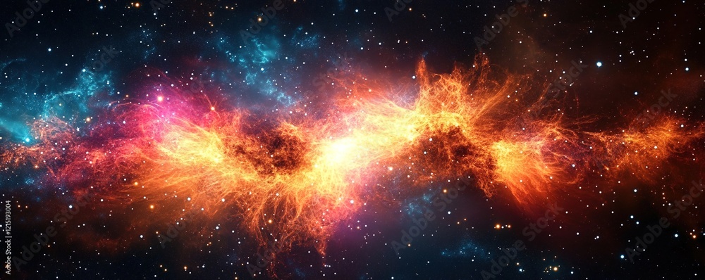 Obraz premium Amazing colors of a galactic background with realistic cinematic lighting and a space explosion.