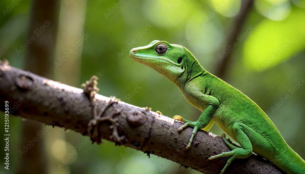 Giant Green Anole Lizard in Sunlight Giant Green Anole Lizard in Sunlight