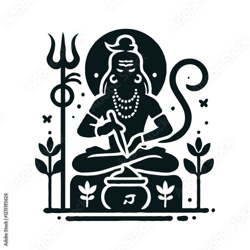 Beautiful digital painting of lord Shiva and Parvati in a heavenly setting perfect for home decor