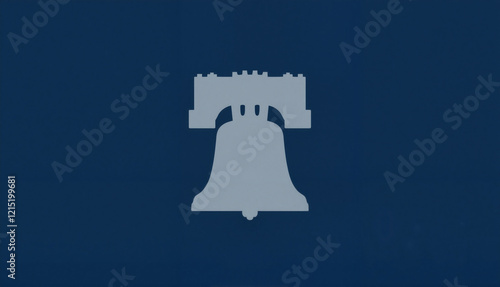 Liberty Bell silhouette on blue background