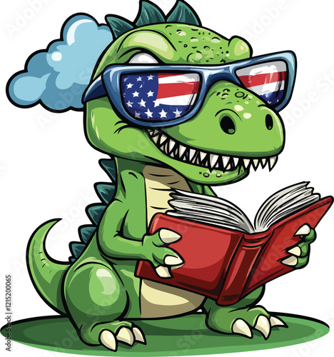 Cartoon crocodile is holding a book
