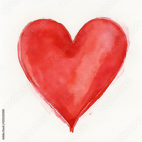 red heart watercolor, white background