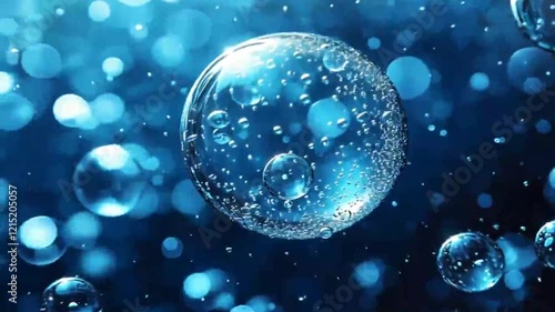 Wallpaper Mural A close-up view of bubbles in water, creating a serene underwater atmosphere. Torontodigital.ca