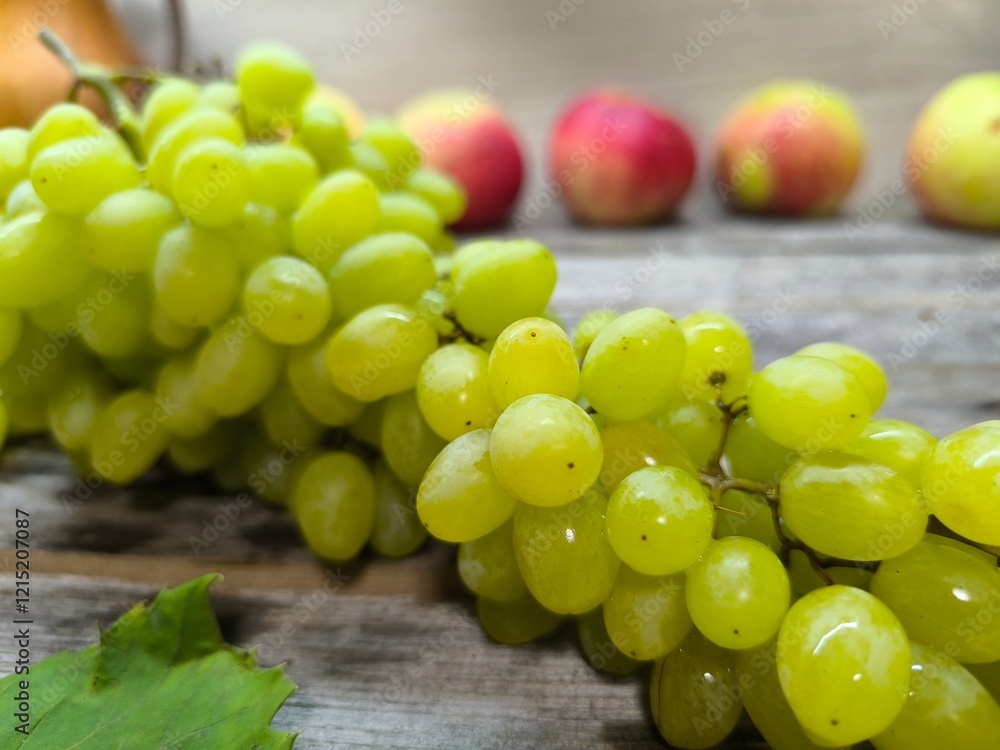 Green ripe juicy grapes on the table. Green ripe juicy grapes on the table.