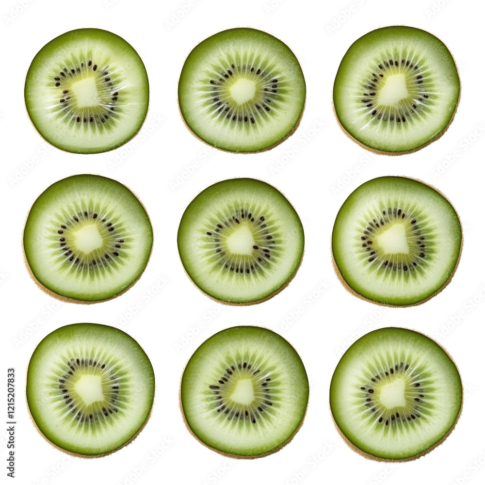 Fototapeta premium Fresh kiwi halves on transparent or white background
