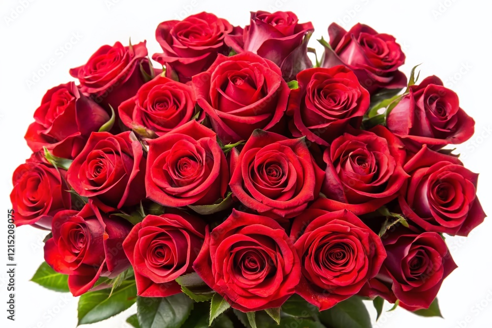 Lush Red Rose Bouquet Isolated on White Background - Perfect for Valentine's Day or Anniversary Lush Red Rose Bouquet Isolated on White Background - Perfect for Valentine's Day or Anniversary