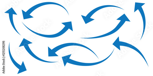 Black arrows set. Curved arrows. Arrow sign. Flat style icons.