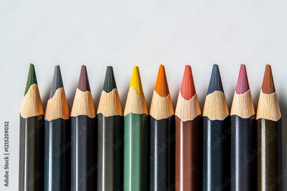 Naklejka premium colored pencils on a gray background