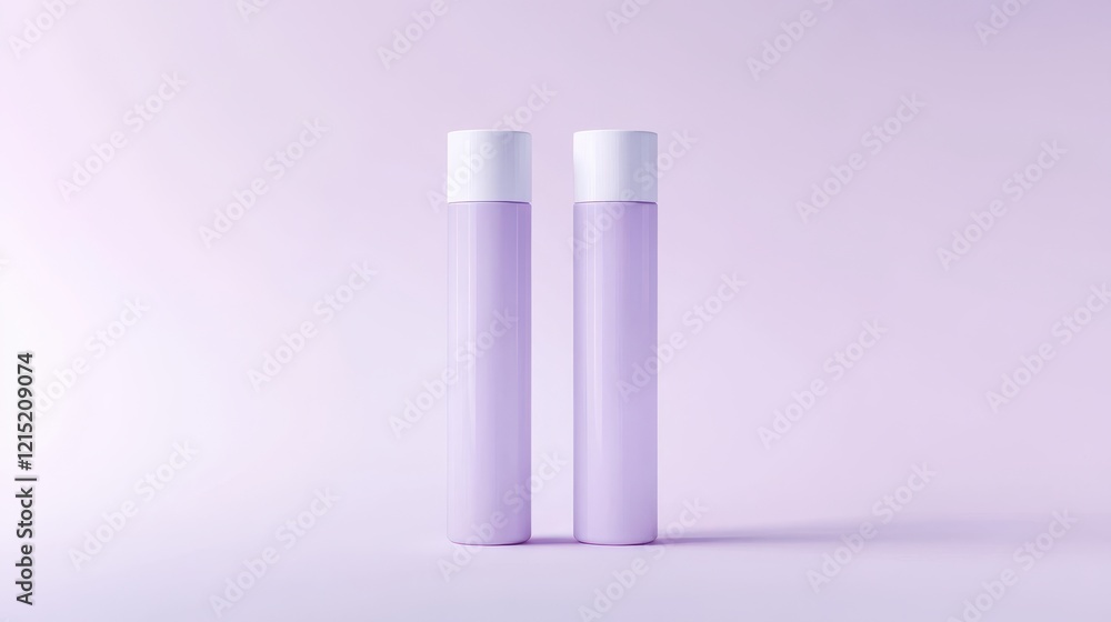 Lavender minimalist bottles on gradient pastel background for beauty products Lavender minimalist bottles on gradient pastel background for beauty products