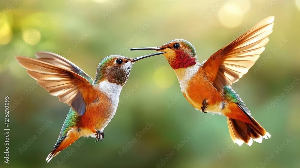 Fototapeta premium Hummingbird Couple in Flight