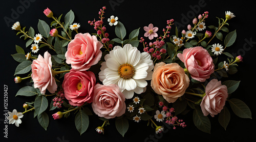 bouquet of flowers background, greeting card, valentines day