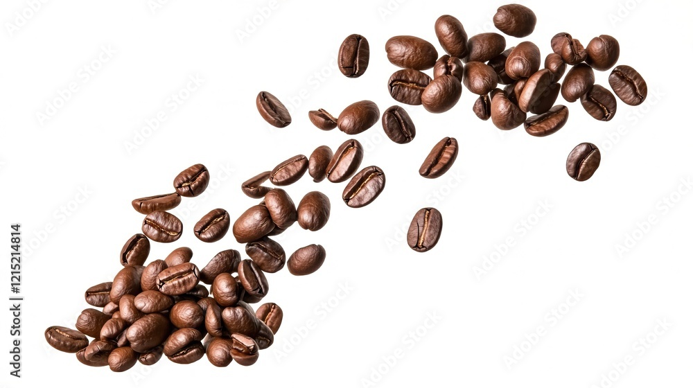 Obraz premium Freshly Roasted Coffee Beans in Various Shapes and Sizes