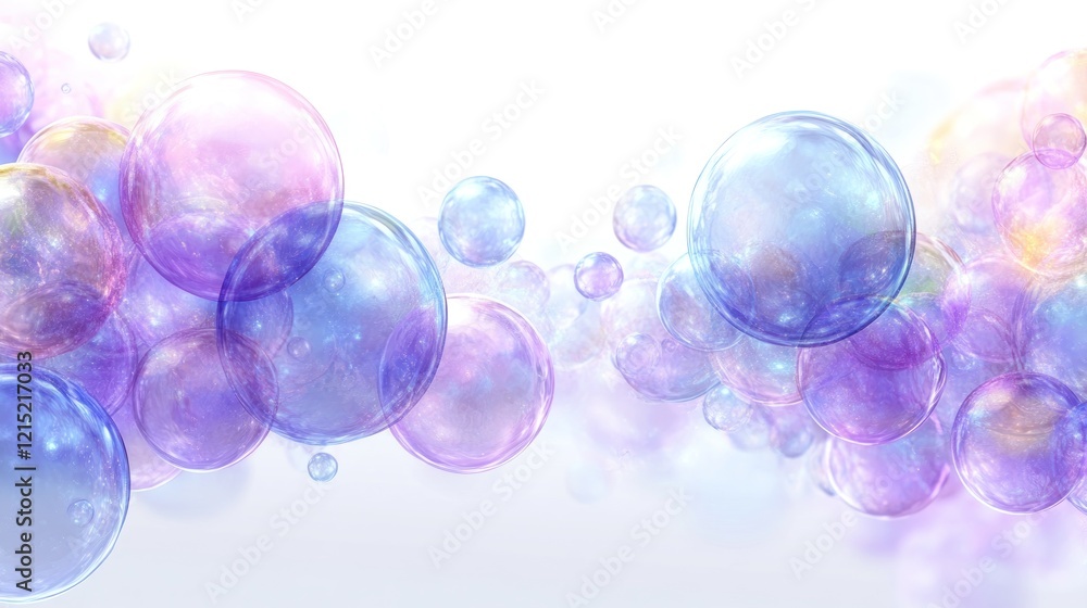 Pastel bubbles float, white background, banner Pastel bubbles float, white background, banner