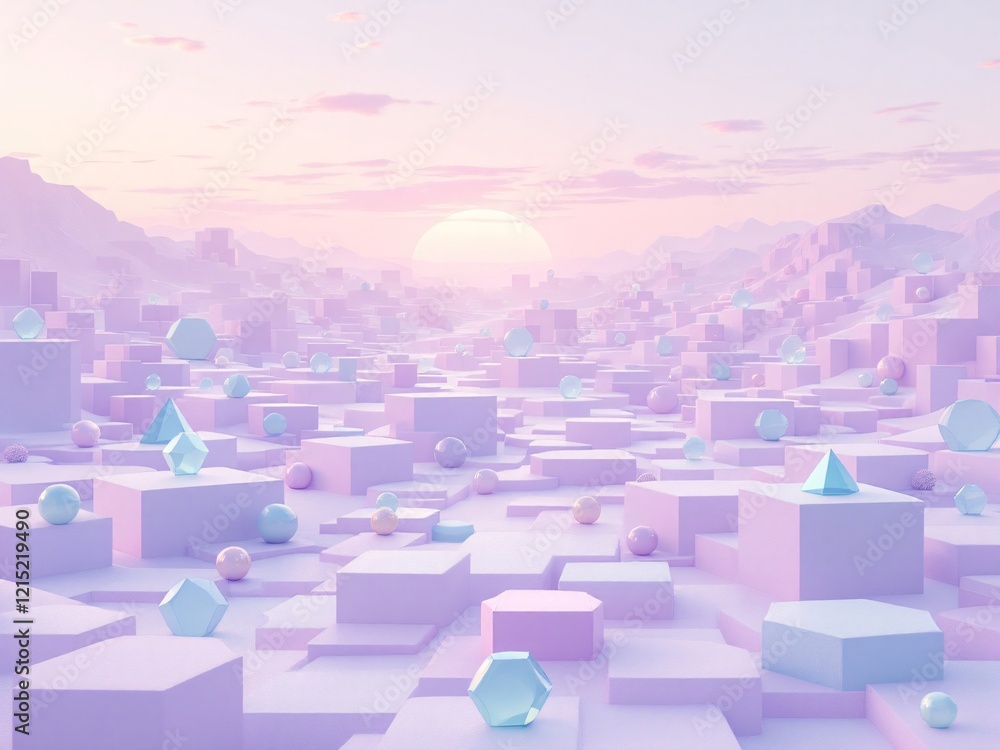 Fototapeta premium pastel colors, geometric shapes, low poly art