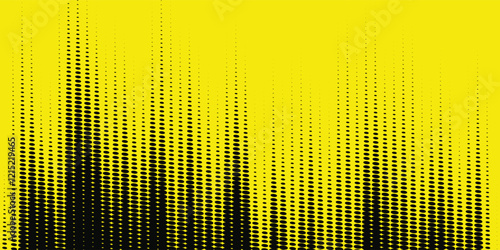 Halftone yellow dots pattern and black gradient grunge texture background