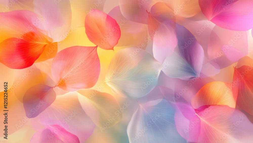 A vibrant digital painting of colorful petals, their delicate petal shapes floating in the air with soft edges and a dreamy quality Generative AI A vibrant digital painting of colorful petals, their delicate petal shapes floating in the air with soft edges and a dreamy quality Generative AI