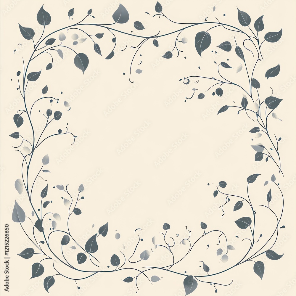 Elegant floral frame with swirling vines and leaves Elegant floral frame with swirling vines and leaves