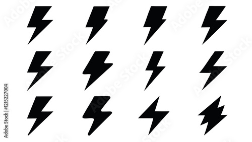 Black Lightning Bolt silhouette Icons