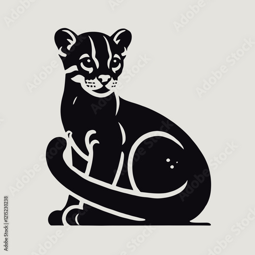 Ocelot silhouette in black on a white background