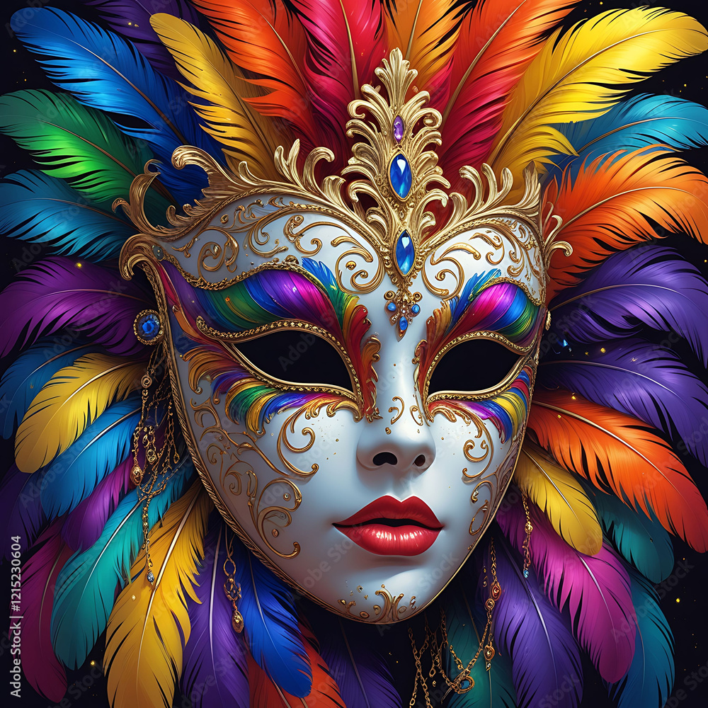 Venetian carnival mask With decorations. Venetian carnival mask With decorations.