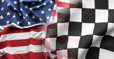USA and checkered flags