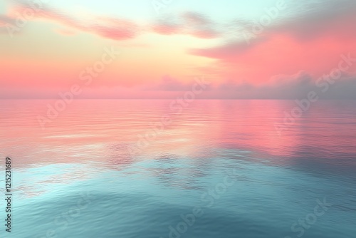 Pink and teal sunset over calm ocean.