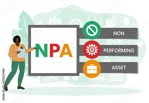 NPA - non performing asset. acronym business concept. vector illustration concept with keywords and icons. lettering illustration with icons for web banner, flyer, landing page, presentation