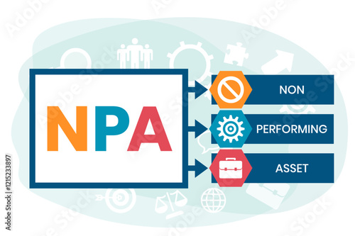 NPA - non performing asset. acronym business concept. vector illustration concept with keywords and icons. lettering illustration with icons for web banner, flyer, landing page, presentation