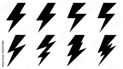 Bold Lightning Bolt Icons on a White Background