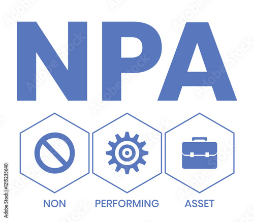 NPA - non performing asset. acronym business concept. vector illustration concept with keywords and icons. lettering illustration with icons for web banner, flyer, landing page, presentation